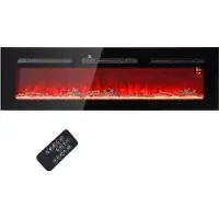 HOMCOM Elektrische kachel, 1800 W, wandmodel met LED-vlammensimulatie en kristallen in 3 kleuren