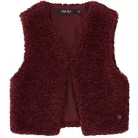 Like Flo gilet - donkerrood Meisjes Imitatiebont V-hals Effen - maat 134/140