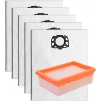 AFC 5x Synthetische Stofzuigerzakken + Filter voor Karcher WD4/WD5/WD6 MV4/MV5/MV6
