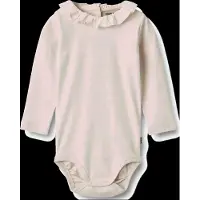 Wheat katoenen romper met ruches - ecru Effen - maat 74