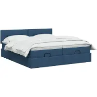 vidaXL Ottoman bed met matras met hoofdeinde 2 st Blauw Stof
