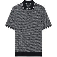 Ted Baker Ss Regular Geo Textured Navy Polo Shirt