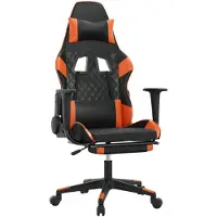 vidaXL Gaming stoel met voetsteun, zwart en oranje, kunstleer