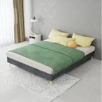 STILVORA Bedbodem 140x200 cm – Moderne Lage Bedframe Met Lattenbodem – Stabiele Metalen Constructie – Zonder Hoofdbord En Zonder Matras – Grijs