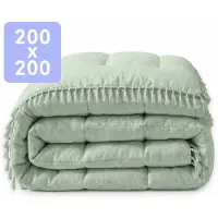 HappyBed Dekbed zonder overtrek 200x200 - Wasbaar Dekbed - Bedrukt dekbed zonder hoes - Hoesloos Dekbed - Tweepersoonsdekbed - Light Green