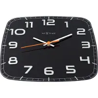 Nextime - Wandklok - 30 x 30 x 3.5 cm - Glas - Zwart - 'Classy Square'