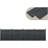 Neu.holz WPC omheining voor de tuin met palen, privacy scherm, windscherm, lamellenomheining. Afmetingen: 183x705 cm. [nieuw hout]