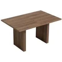 OKWISH Uitschuifbare eettafel, rechthoekig met lamellenpoten, versterkt tafelblad, geschikt voor 6-8 personen, keukentafel voor de eetkamer, notenhout
