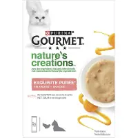 Gourmet 11x Nature's Creations Kattensnack Puree Zalm Wortel 5 x 10 gr