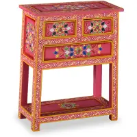 vidaXL Dressoir met lades handgeschilderd massief mangohout roze