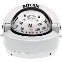 Ritchie Navigation Navigatiekompas, Oppervlaktebevestiging, 2.75" Wijzerplaat, Wit.