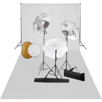 vidaXL Fotostudioset met lampen, paraplu's, achtergrond en reflector