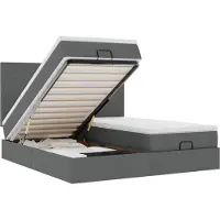 vidaXL Ottomanbed met matras en LED-verlichting, donkergrijs, 160x200 cm, gestoffeerd