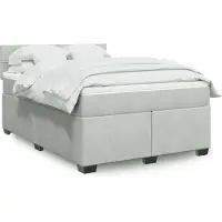 vidaXL Boxspring met matras fluweel lichtgrijs 140x190 cm