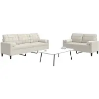 vidaXL 2-delige Loungeset met kussens en bolsters fluweel crèmekleurig