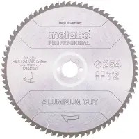 Metabo ALUMINIUM CUT PROFESSIONAL 628447000 Cirkelzaagblad 254 x 30 x 2 mm Aantal tanden: 72 1 stuk(s)