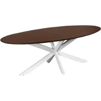 QUVIO Eettafel Sofia - Ovaal - 220x100 cm - Witte kruispoot - FSC gecertificeerd mangohout - Bruin