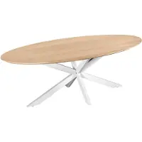 QUVIO Eettafel Sofia - Ovaal - 220x100 cm - Witte kruispoot - FSC gecertificeerd mangohout - Naturel