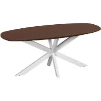 QUVIO Eettafel Sofia - Deens ovaal - 180x90 cm - Witte kruispoot - FSC gecertificeerd mangohout - Bruin