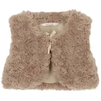 Le Chic gilet - zand Beige Meisjes Imitatiebont V-hals Effen - maat 86