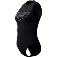 Speedo Endurance+ Logo Hydrasuit 1 Piece Dames Sportbadpak - Kleurvast Badpak Dames - Chloorbestendig Zwempak Dames - Sportbadpak Dames met Ritssluiting - Zwart/Wit - 44
