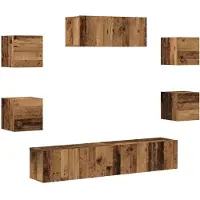 vidaXL 5-delig Tv-meubelset wandmontage oud houtkleurig