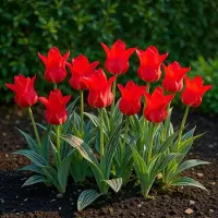 Green Boutiq - 15x Tulipa Greigii Red - Greigii-tulp - Rood - Voorjaarsbloeier - Bolmaat 11/12