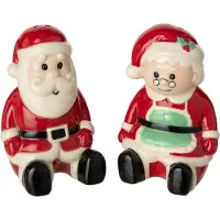 J-Line Peper-en-zoutstel kerstman - steengoed - kerstrood/wit