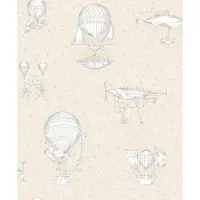 Dutch Wallcoverings - Little Kids- Aeronefs beige - vliesbehang - 10m x 53cm - JR3003