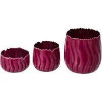 J-Line Windlichten - ijzer - fuchsia - set van 3