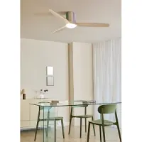 Create - Stille plafondventilator 100% hout 40W (Ø132cm) - Met licht LED - Afstandsbediening - 6 snelheden - Programmeerbaar - WIND CALM CUSTOM WOVEN
