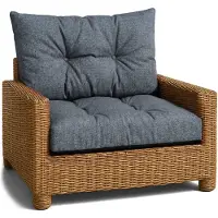 Amazinggirl Kussen Lounge Tuinmeubelen - Set: zitkussen 70x70 cm en rugkussen 40x70 cm Rug Rattan Ideaal voor balkon terras loungeset buiten comfort vulling dik duurzaam Jeanskleur Eco-linnen