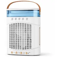 VHV - Ventilatoren - Luchtkoeler - Aircooler - Mobiele luchtkoeler - Torenventilator - Verkoeling - Bladloze ventilator - Oscillerend - Met watervernevelaar - Oplaadbaar - Voor bureau en kantoor - Wit