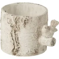 J-Line bloempot Vogel - cement - wit - medium