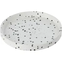 J-Line Bord met stippen - steengoed - wit/zwart - small - set van 6