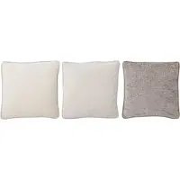 J-Line kussen Chenille - polyester - ecru/greige - 3 stuks