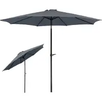 Happiq Parasol – Voor tuin of terras – Marktparaplu met slinger – Donkergrijs, 300 cm