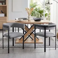 STILVORA Eetkamerstoel Set Van 4 - Comfortabele Kuipstoel Met Armleuningen En Chenille Bekleding - Voor Eetkamer Woonkamer En Café - Grijs Metaal