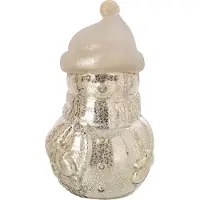 J-Line decoratie Sneeuwman - glas - zilver - small - LED