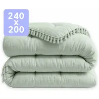HappyBed Dekbed zonder overtrek 240x200 - Wasbaar Dekbed - Bedrukt dekbed zonder hoes - Hoesloos Dekbed - Lits Jumeaux - Light Green