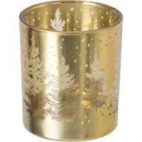 J-Line kaarshouder Boom - glas - goud - medium - 2 stuks