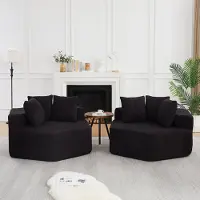 STILVORA Fauteuil 1-Zits - Modulaire Hexagonale Loungestoel Met 3 Kussens - Voor Woonkamer En Lounge - Chenille Zwart