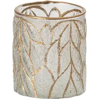 J-Line Kandelaar met bladeren - glas - goud/transparant - small - set van 2