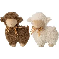 J-Line mouton arc decoratief schaap polyester bruin/beige - 19 x 9 x 20 cm