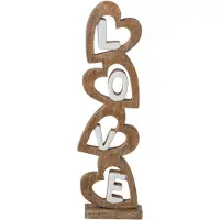 J-Line Love met hart - mangohout - naturel/wit - small