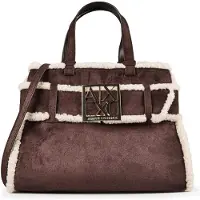 Armani Exchange Dames Suède shoppertas met bruine lammy-rand (OSFA), Casual, Polyester XW000285AF26995M6027