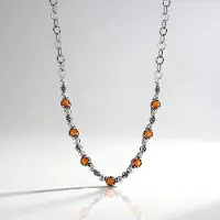 Cavill - Zilveren halsketting - 925 Sterling Zilver geoxideerd - Oranje stekelige oesters 1,98 ct - Desert Chic statement ketting verstelbaar