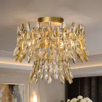 Searchlight Plafondlamp Monarch, dimbaar, messing / goud, Woon-/ Eetkamer, metaal, plafondlamp