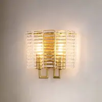 Searchlight Wandlamp Flute, dimbaar, messing / goud, Woon-/ Eetkamer, metaal, wandlamp