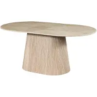 Vente-unique Eettafel voor 8 personen van kunstmarmer - Beige travertijn effect - TIFULI
